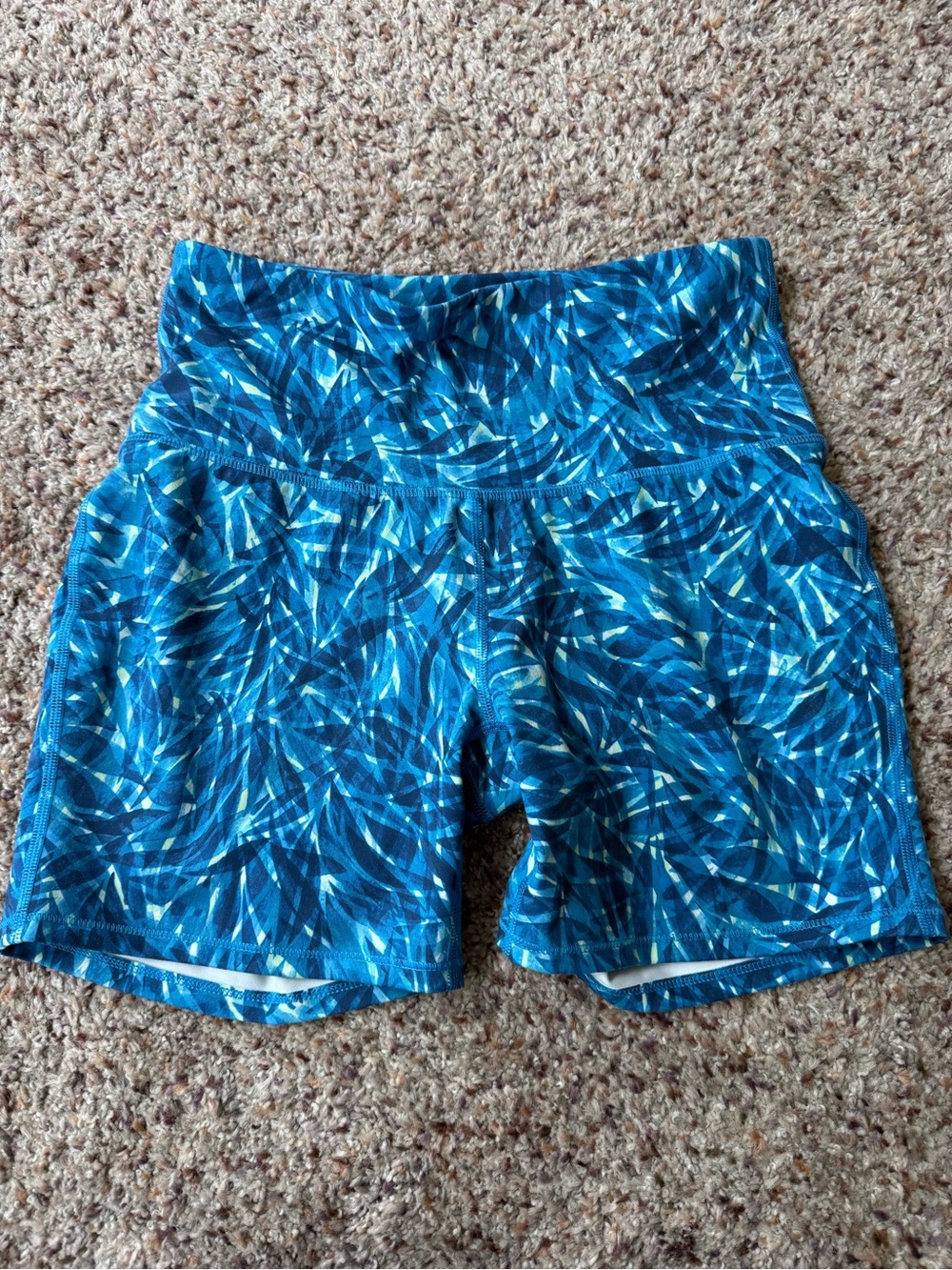 MTA Sport Blue Patterned High-Waist Bike Shorts